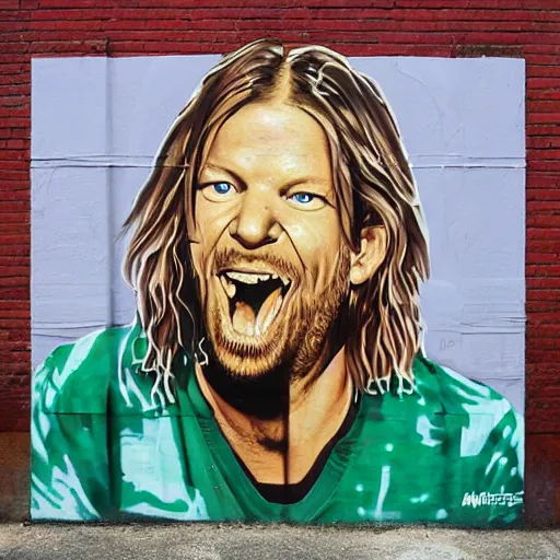 Image similar to Street-art painting of Aphex Twin in style of Banksy, photorealism