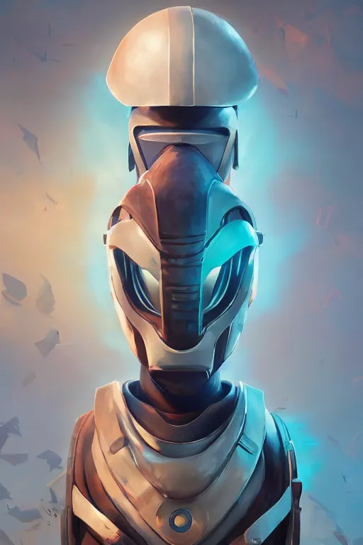 Image similar to epic mask helmet robot ninja portrait stylized as fornite style game design fanart by concept artist gervasio canda, behance hd by jesper ejsing, by rhads, makoto shinkai and lois van baarle, ilya kuvshinov, rossdraws global illumination radiating a glowing aura global illumination ray tracing hdr render in unreal engine 5