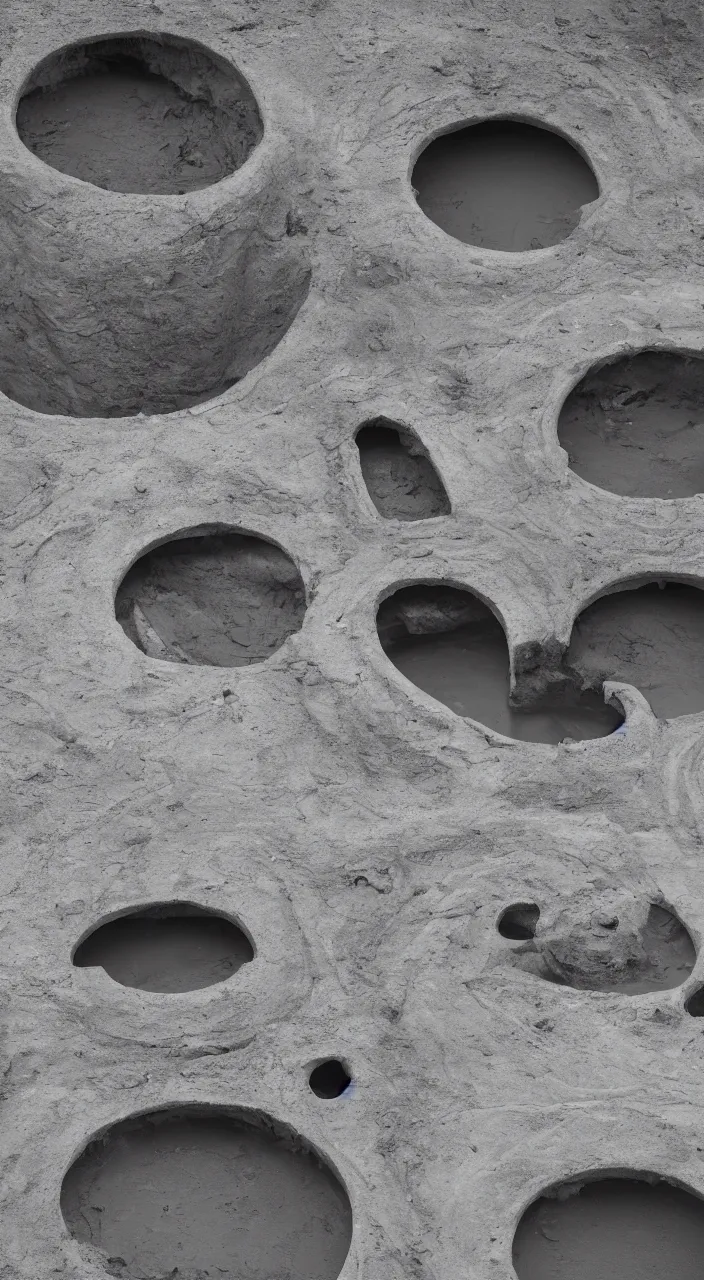 Image similar to a river entering a machine made from clay amphoras and producing a coin of water, architectural photograph , infrastructure, kidneys, aorta, white marble texture , 8k