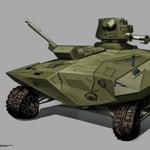 Image similar to concept art of small military battle vehicle by Dawid Michalczyk