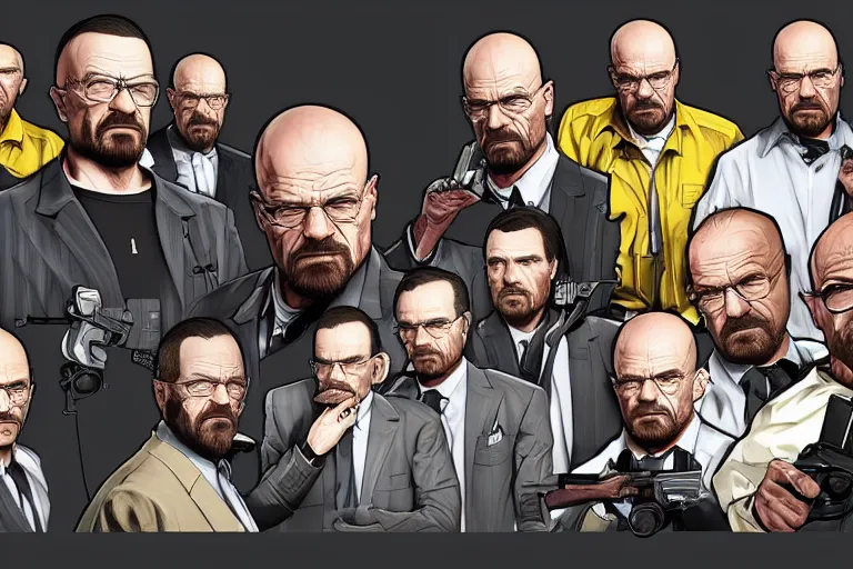 Image similar to walter white gta 5 loading screen art, trending on artstation