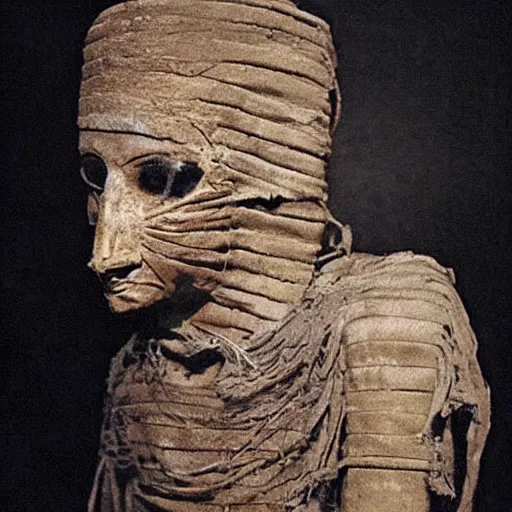 Prompt: photo of an ancient mummy that looks like sonic the hedgehog