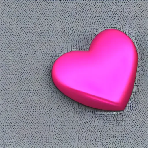 Image similar to highly detail 3 d rendered pink ❤ heart form metal piece