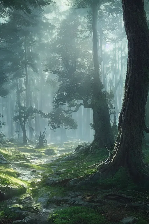 Prompt: A beuatiful forest by Greg Rutkowski, Sung Choi, Mitchell Mohrhauser, Maciej Kuciara, Johnson Ting, Maxim Verehin, Peter Konig, final fantasy , 8k photorealistic, cinematic lighting, HD, high details, atmospheric,