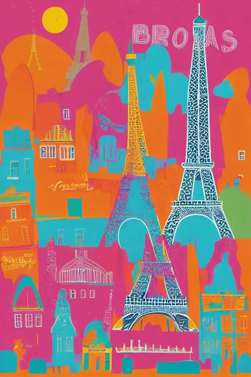 Prompt: minimalist boho style art of colorful paris, illustration, vector art