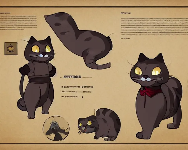 Prompt: king cat character reference sheet, trending on artstation, indie games, digital art, line art