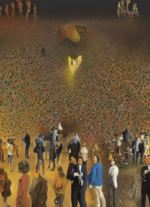 Image similar to a digital painting of a crowd of people, oil painting by salvador dali, surrealistic, detailed