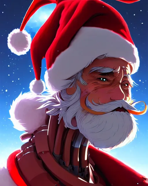 Image similar to robot santa claus attacks, portrait shinkai makoto studio ghibli studio key hideaki anno sakimichan stanley artgerm lau rossdraws james jean marc simonetti elegant highly detailed digital painting artstation pixiv