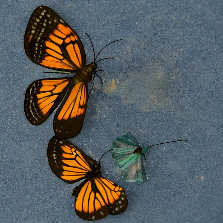 Prompt: a butterfly made out of glass