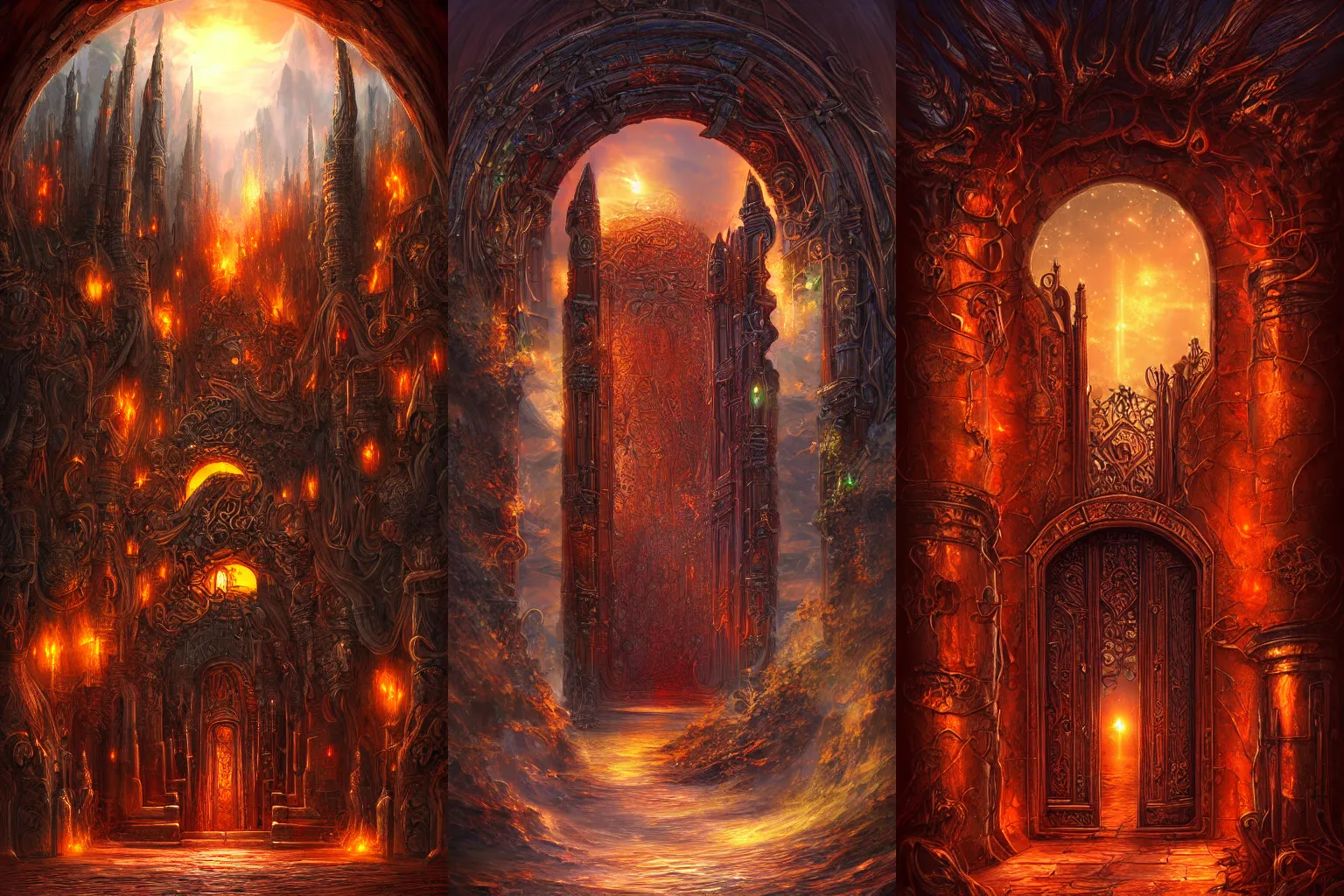 Prompt: the gate to the eternal kingdom of copper, fantasy, digital art, hd, detailed.