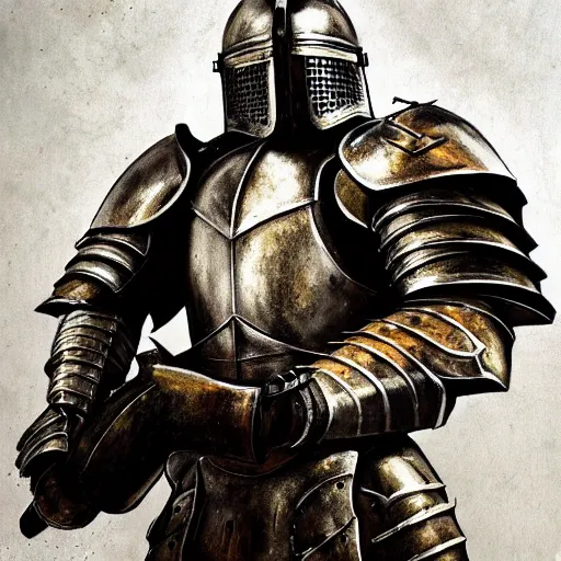 Image similar to a full armored knight posing for a commercial photoshoot, painted by beskinski