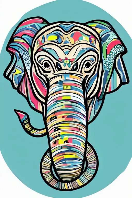 Image similar to A portrait of a baby elephant, sticker, highly detailed, colorful, illustration, smooth and clean vector curves, no jagged lines, vector art, smooth