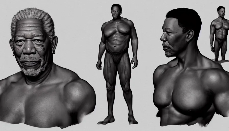 Prompt: Morgan Freeman is muscular, hyperdetailed, artstation, cgsociety, 8k