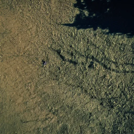 Image similar to drone photo on expired fuji film of strange giant creatures with shadows in madagascar