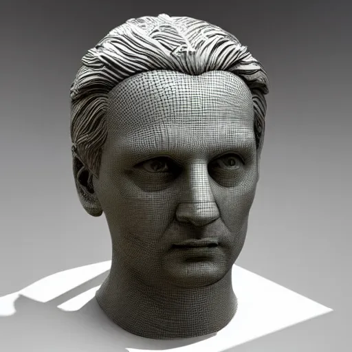 Image similar to 3 d renaissance statue head, mix with neon art, highly detailed