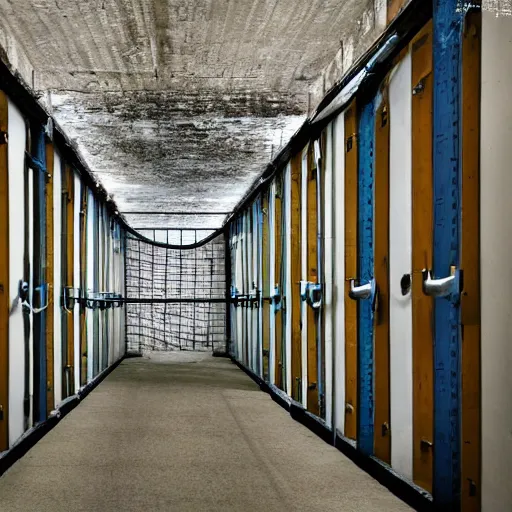 Image similar to a jail made for robots colour photo 8 k