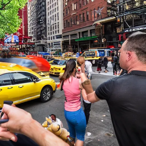 Image similar to 4 k photo of the hot dog incident of 2 0 1 6 in new york city