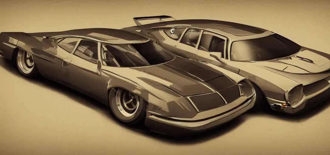 Prompt: retro cars concept art, 8 k photorealistic, hd, high details, trending on artstation