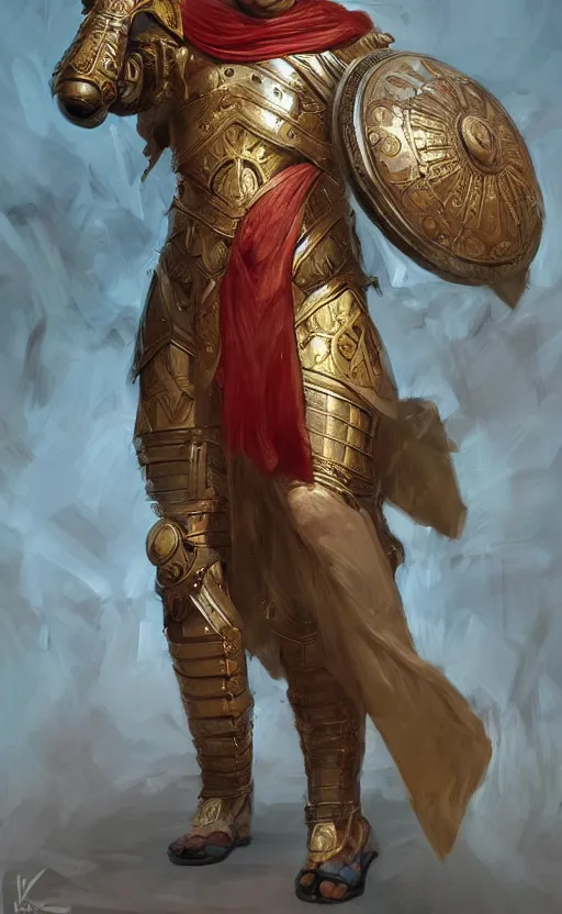 Image similar to full body portrait of an ancient roman character in incredible rich ornate armor, by ilya kuvshinov, by thomas lawrence, by bayard wu, trending on artstation, masterpiece