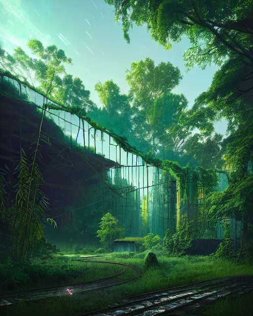 Image similar to reclaimed by nature by beeple, wallpaper, highly detailed, trending on artstation.