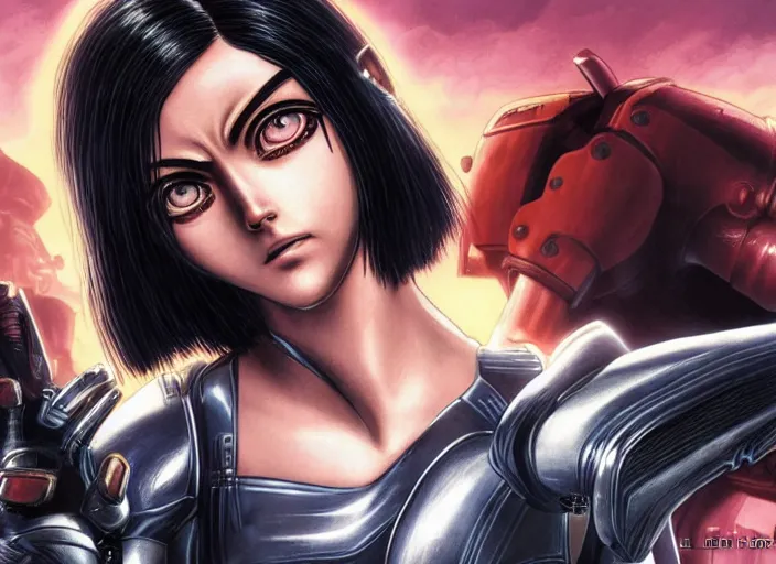 Prompt: Alita Battle Angel, art by Leticia Reinaldo and Phil Nguyen