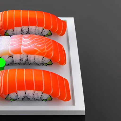 Prompt: a computer made from sushi, 4 k photorealistic