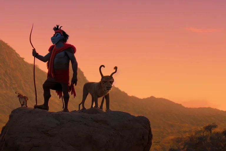 Image similar to cinematic still of Rick Sanchéz in Lion King (1994), XF IQ4, f/1.4, ISO 200, 1/160s, 8K, RAW, dramatic lighting, symmetrical balance, in-frame