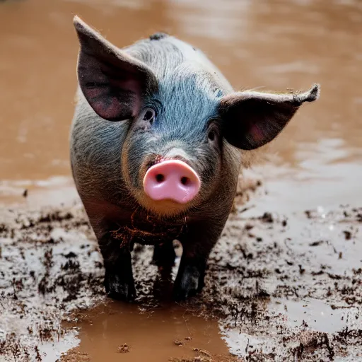 Prompt: pig play in mud