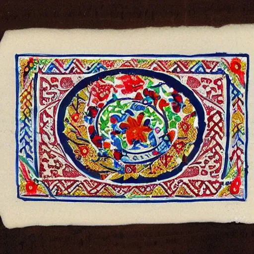 Image similar to Soyjak meme, traditional tatar art