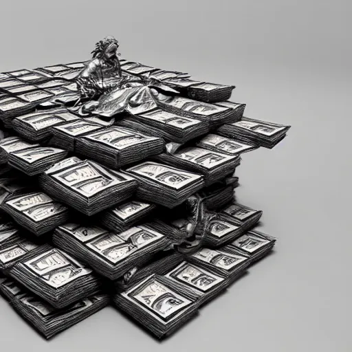 Prompt: a throne made of stack of money, octane render