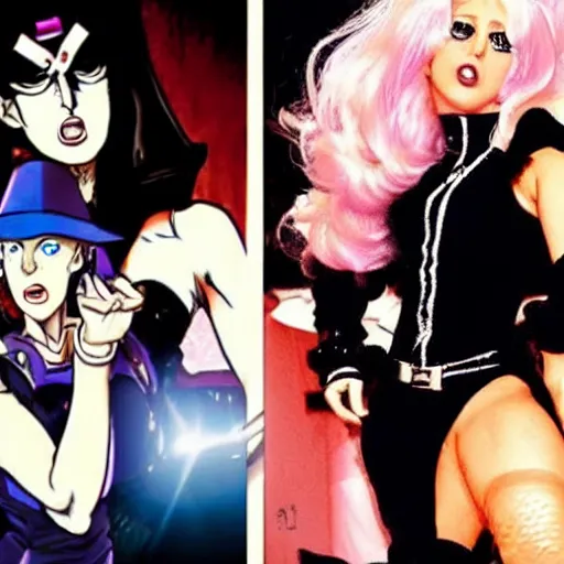 Image similar to lady gaga in jojo bizarre adventure