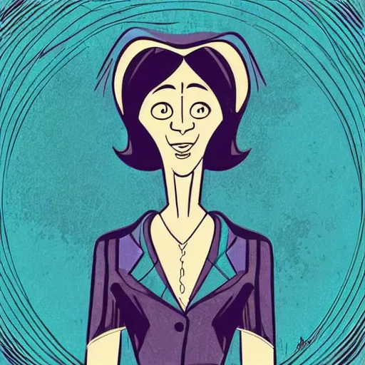 Image similar to “1950s art deco of the movie ‘Coraline’, vector line art, teal palette.”