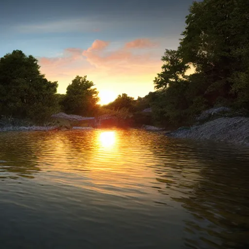 Prompt: Nature, photorealistic, image, 8k, landscape,sunset,water, detailed, super detailed