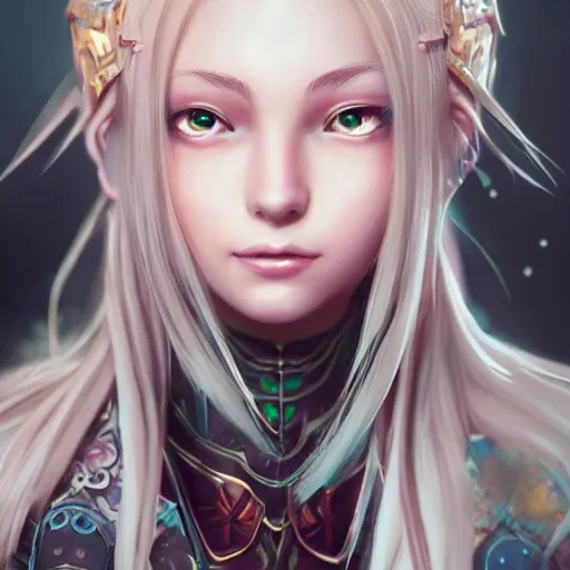 Image similar to a beautifull female warrior, character art portrait, fantasy style clothing, anime key visual, official media, illustrated by wlop, extremely detailed, 8 k, trending on artstation, cinematic lighting, beautiful