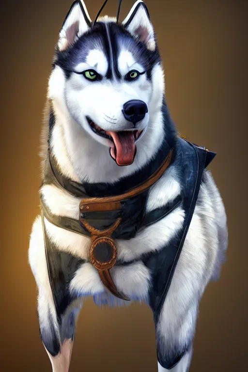 Prompt: a portrait painting of a husky in cowboy costume in the style of anime, [ western film ], [ character design ], humanoid, personify, anthropomorphic, trending on artstation