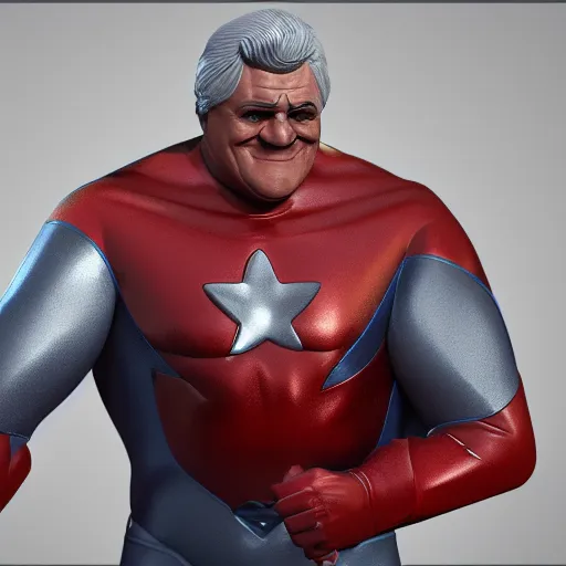 Prompt: jay leno chin - man super hero, 3 d octane render, artstation, andrew krivulya