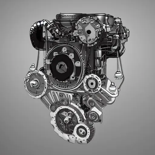 Prompt: high powered next generation industrial dream catcher, engines gears and pistons diesel powered