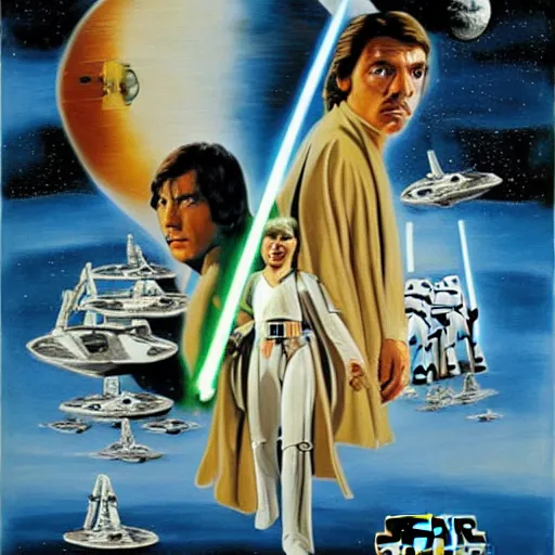 Prompt: Star Wars a new hope poster in painting style of Salvador Dali