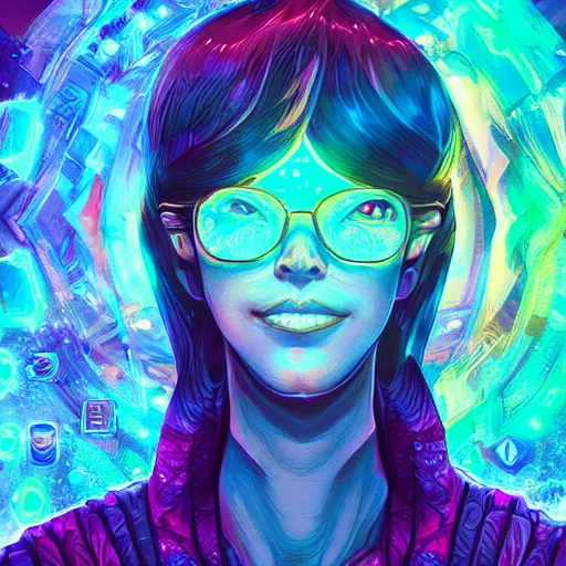 Image similar to skill magic geek inside matrix deepdream radiating a glowing aura stuff loot legends stylized digital illustration video game icon artstation lois van baarle, ilya kuvshinov, rossdraws,