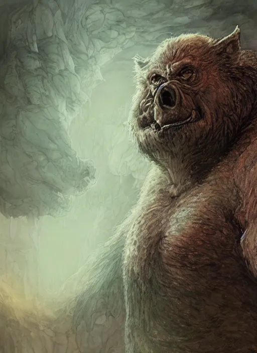 Image similar to portrait, ManBearPig, watercolor, dramatic lighting, cinematic, establishing shot, extremely high detail, foto realistic, cinematic lighting, pen and ink, intricate line drawings, by Yoshitaka Amano, Ruan Jia, Kentaro Miura, Artgerm, post processed, concept art, artstation, matte painting, style by eddie mendoza, raphael lacoste, alex ross