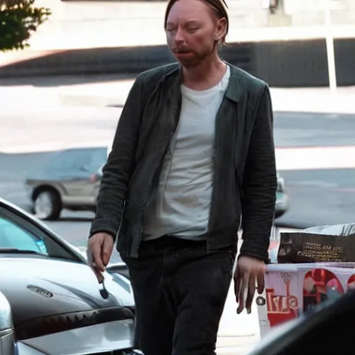 Prompt: thom yorke eating at mcdonalds