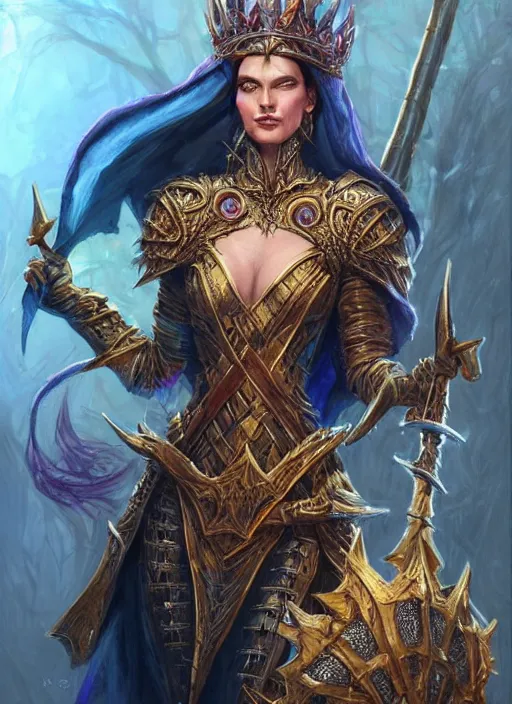 Prompt: queen, ultra detailed fantasy, dndbeyond, bright, colourful, realistic, dnd character portrait, full body, pathfinder, pinterest, art by ralph horsley, dnd, rpg, lotr game design fanart by concept art, behance hd, artstation, deviantart, hdr render in unreal engine 5