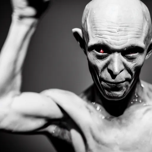 Image similar to portrait of nosferatu after boxing, brews blood, sweating, 5 0 mm lens, realistic photography