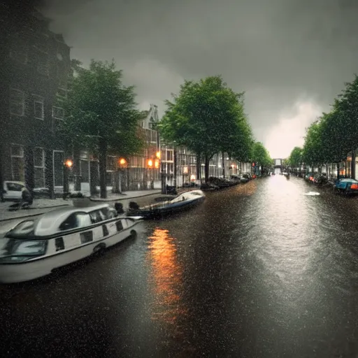 Prompt: amsterdam during a storm, very realistic, photorealistic, cinematic