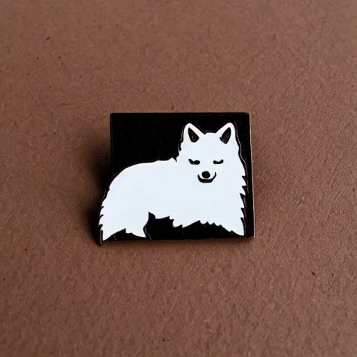 Prompt: retro minimalistic clean wolf enamel pin