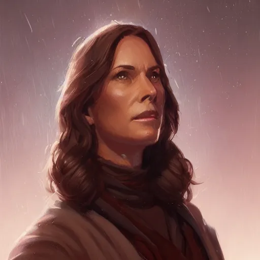 Image similar to portrait of a woman by greg rutkowski, old jedi master jaina solo, star wars expanded universe, she is about 6 0 years old, highly detailed portrait, digital painting, artstation, concept art, smooth, sharp foccus ilustration, artstation hq