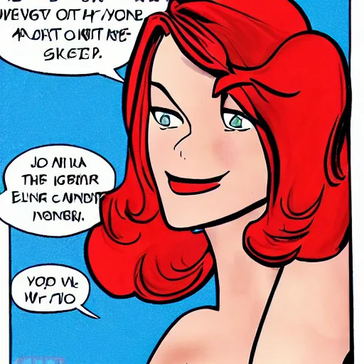 Prompt: flirty redhead, comic style,