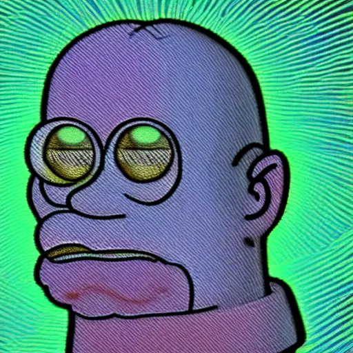 Image similar to homer simpson photorealistic dmt