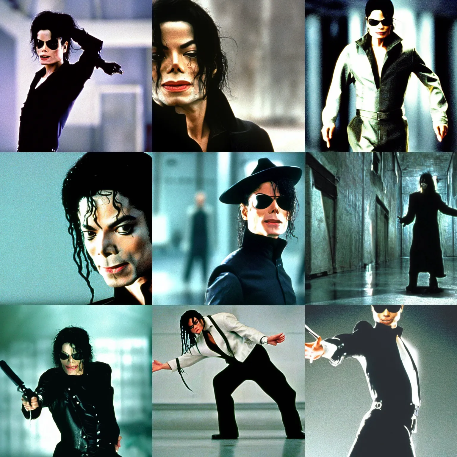 Prompt: Michael Jackson, Still from The Matrix (1999)