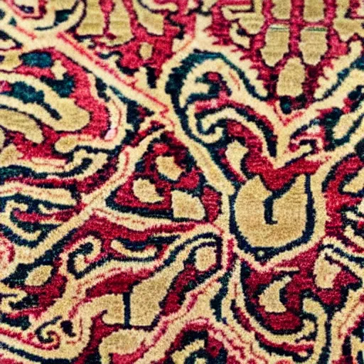 Prompt: close - up photo persian kiwi ornaments rug